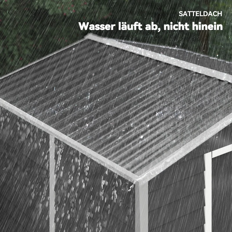 Outsunny Geräteschuppen aus Metall, wetterfest & rostfrei, abschließbar,  2,40 x 2,06 x 1,98 m, Dunkelgrau