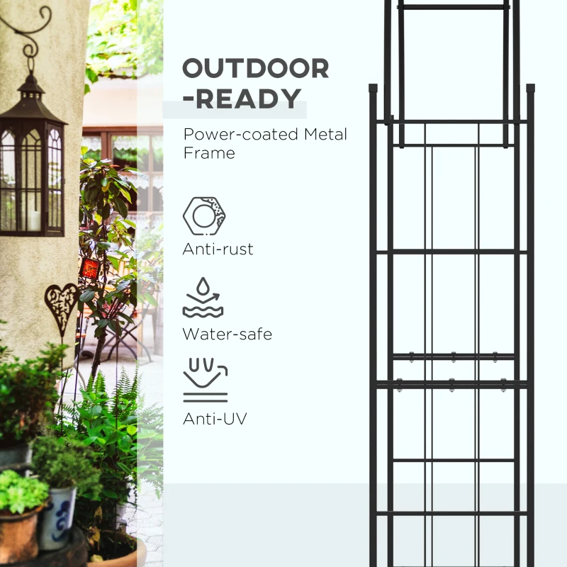 Outsunny 223cm Garden Arch Trellis, Outdoor Wedding Arbor for Ceremony for Climbing Roses, Vines and Plants