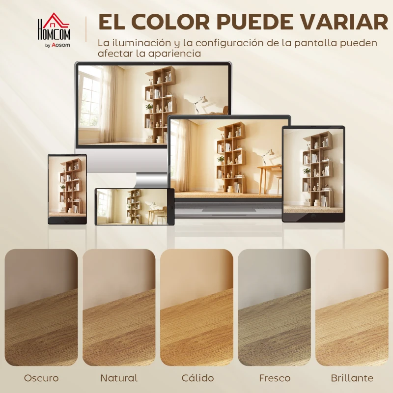 HOMCOM Librería en Forma de S de 5 Niveles para Salón Dormitorio Estudio Oficina 80x24x200 cm Roble