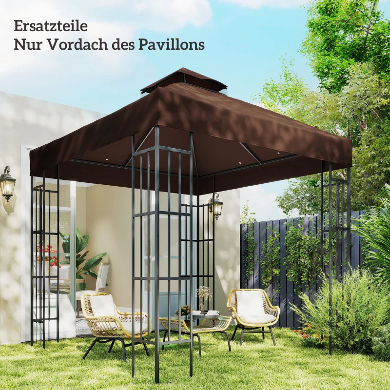 Outsunny 3 x 3 m Ersatzdach für Pavillon, Pavillon-Ersatzplane mit Wasserablauf-Löchern, UPF30+, Sonnenschutz, Kaffee