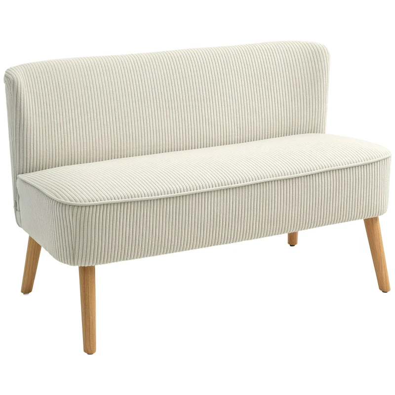 HOMCOM Divano 2 posti Imbottitura Morbida, Rivestimento Facile da Pulire e Portata fino a 150 kg, 117x56,5x77 cm, Bianco Crema