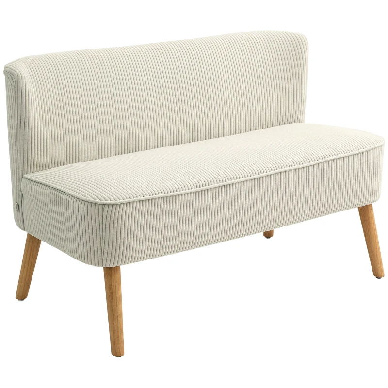 HOMCOM Divano 2 posti Imbottitura Morbida, Rivestimento Facile da Pulire e Portata fino a 150 kg, 117x56,5x77 cm, Bianco Crema