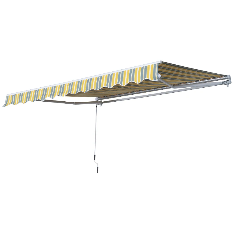 Outsunny Tenda da sole a bracci con manovella, 2,95x2,45 m, Giallo e Grigio