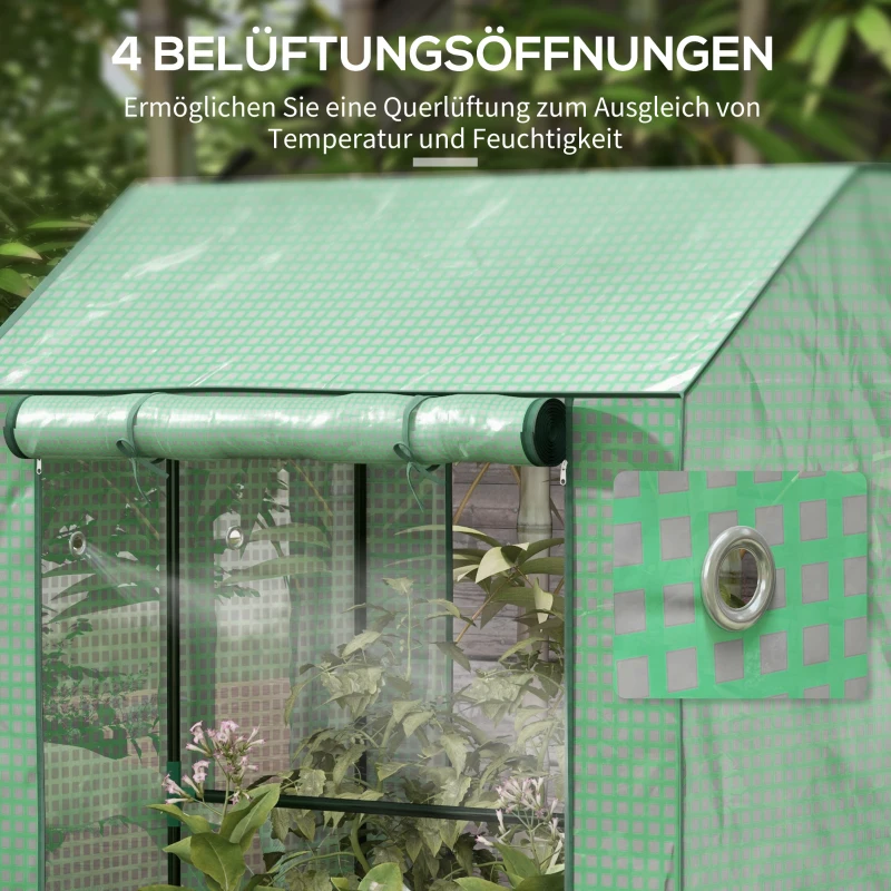 Outsunny Gewächshaus Treibhaus Frühbeet, wetterbeständig, aufrollbare Tür, 100 cm x 80 cm x 150 cm, Grün