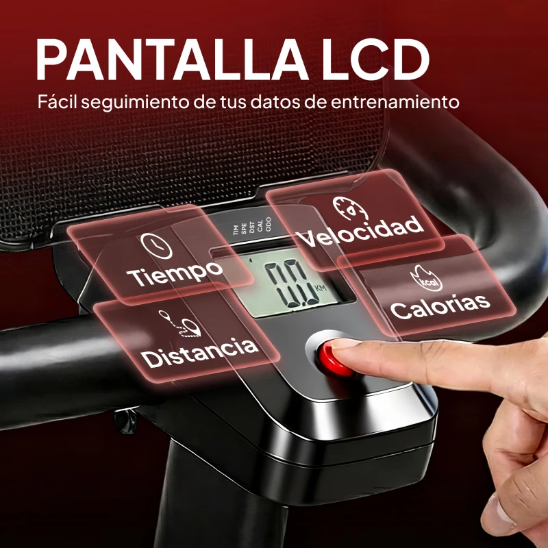 SPORTNOW Bicicleta Estática en Casa con Resistencia Magnética Regulable Pantalla LCD Asiento y Manillar Ajustables Ruedas Negro