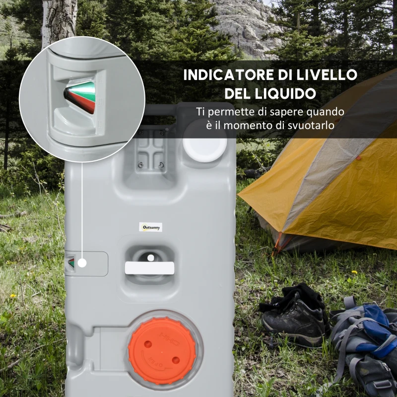 Outsunny Serbatoio d'Acqua Portatile da 75 Litri con Indicatore di Livello, 3 Ruote e Maniglia per Campeggio, Grigio