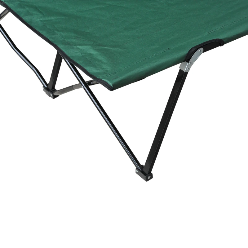 Outsunny Campingbett Klappbar für 2 Personen Feldbett Klappbett mit Tragetasche bis 136 kg belastbar Stahl Oxford Grün+Schwarz 193 x 125 x 40 cm