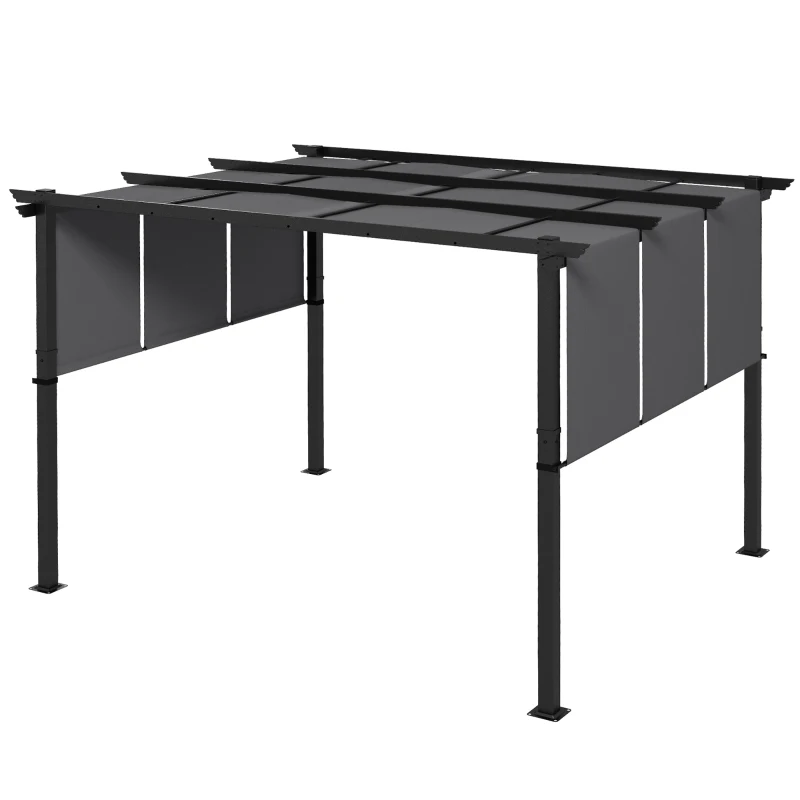 Outsunny Gazebo Pergola 3x3.5 m con 3 Tettucci Regolabili in Acciaio e Poliestere Anti UV, Grigio