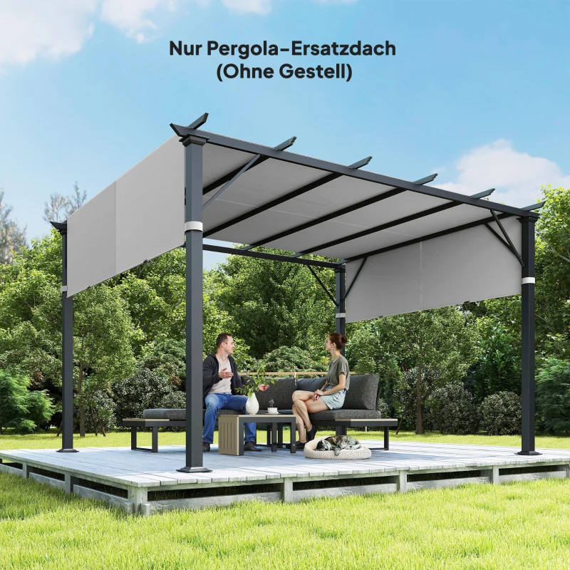 Outsunny Ersatzdach für Pergola mit UV-Schutz, Sonnensegel für Terrassenüberdachung für 3 x 3 m Pavillon, Hellgrau
