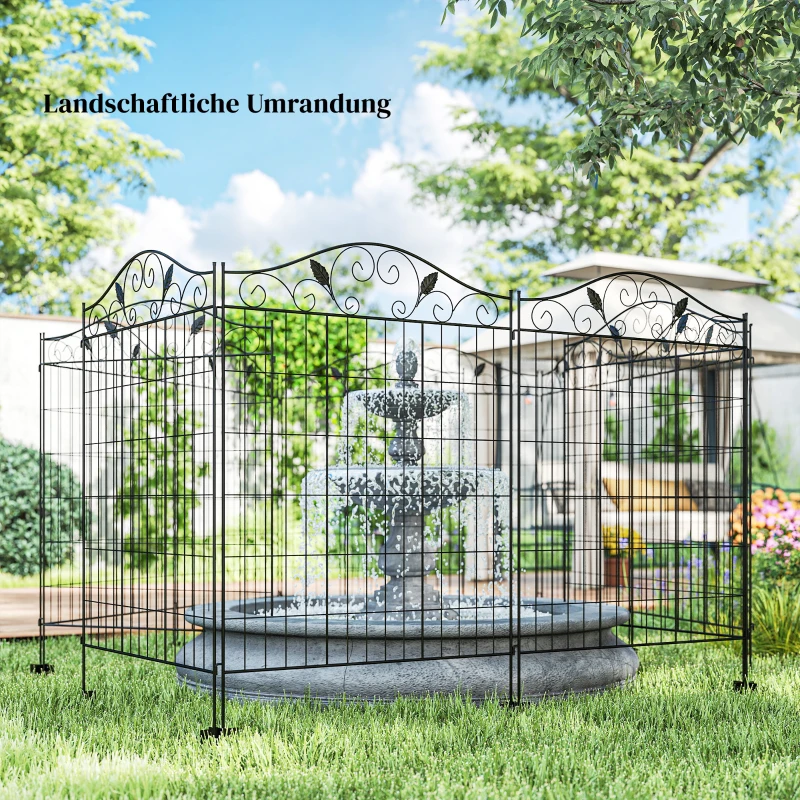 Outsunny Gartenzaun Gitterzaun Zaun, Vintage-Design, wetterbeständig, 365 cm x 0.8 cm x 112 cm, Schwarz