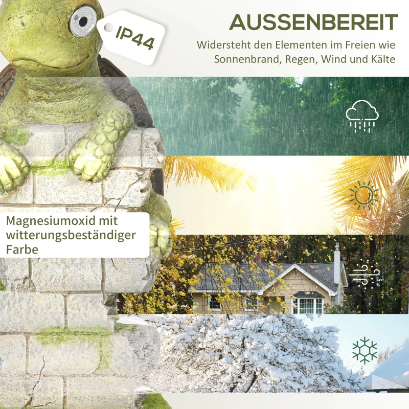 Outsunny Gartenfigur "Kleine Schildkröte", Gartendekoration, wetterbeständig, inkl. Solarlicht
