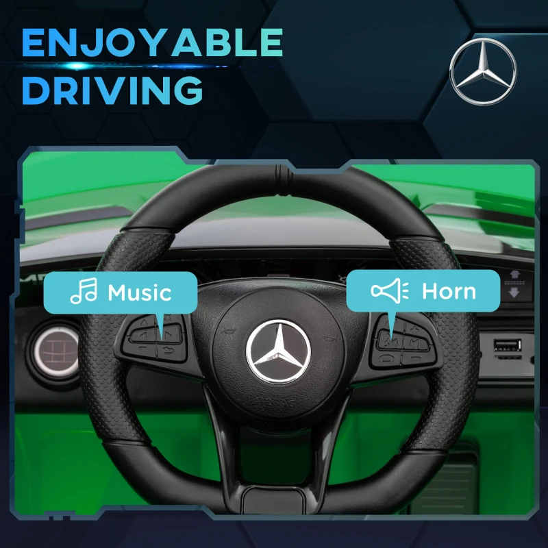 AIYAPLAY Elektryczny Samochód dla Dzieci, Mercedes, 3-5 km/h, Pilot, Światła i Muzyka, Zielony