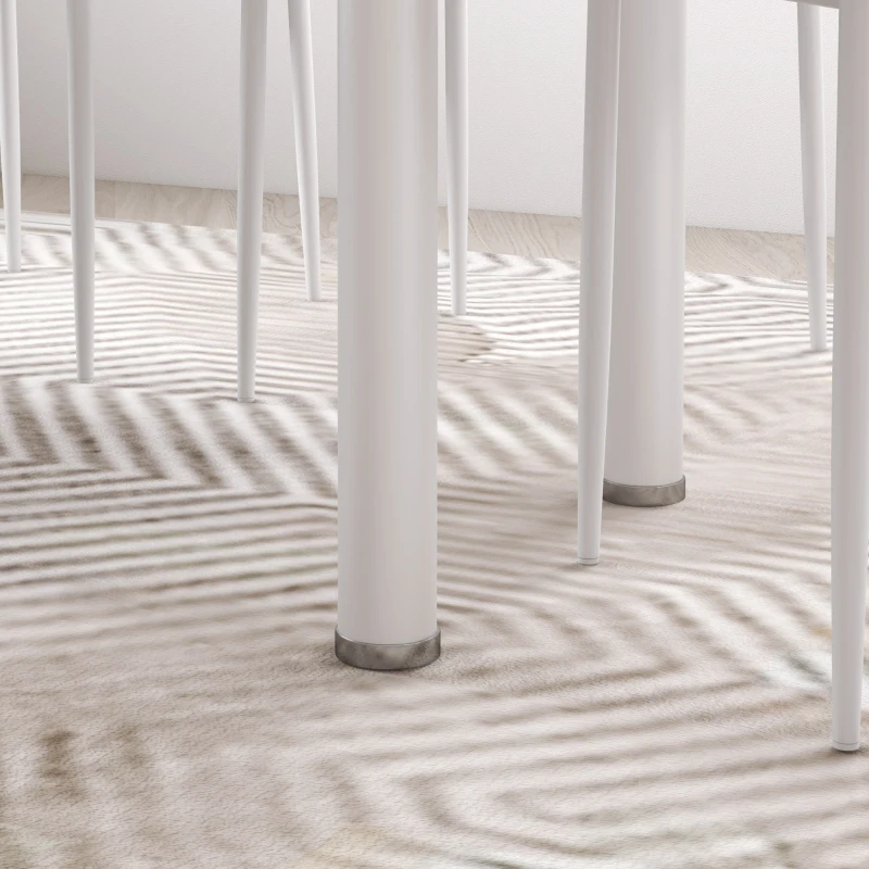 HOMCOM Ensemble de table à manger avec 4 chaises plateau en verre trempé, pieds en acier, pour cuisine salon blanc