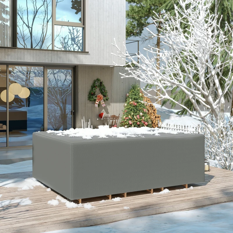 Outsunny Schutzhülle für Gartenmöbel Winterfest Wasserdicht Abdeckung Abdeckplane Oxford 275 x 205 x 90 cm Dunkelgrau