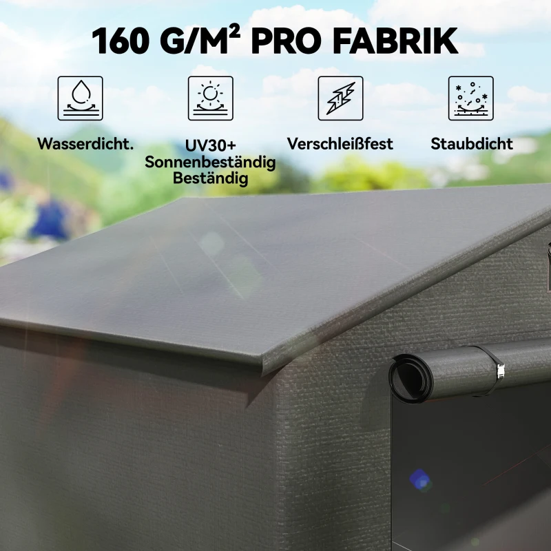 Outsunny Zeltgarage 2,5x1,8 m Wasserdicht Garagenzelt mit aufrollbarer Reißverschlusstür Belüftungsfenster Dunkelgrau