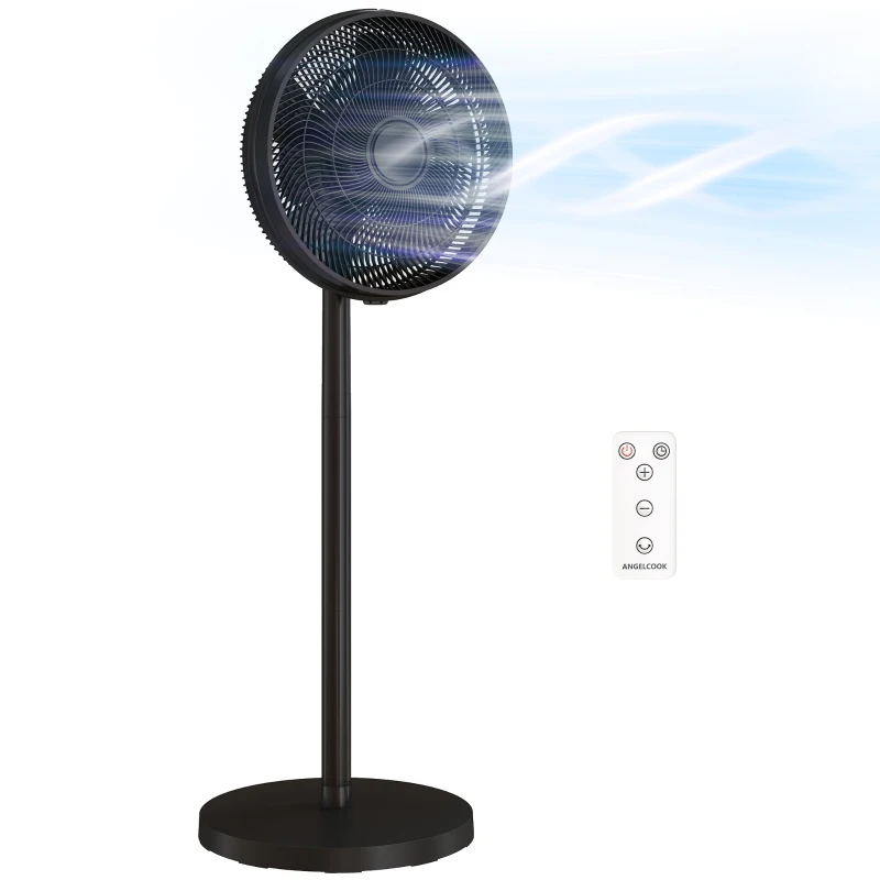 HOMCOM 40 cm Standing Fan, Cooling Floor Fan with 80° Oscillating, Adjustable Tilt and Height, 4 Speed, Remote Control, Black