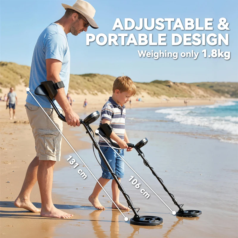 Outsunny Detetor de Metais IP68 à Prova D'água com 3 Modos Fones de Ouvido Pá Bobina Ecrã LCD Profundidade de Detecção de 18 cm