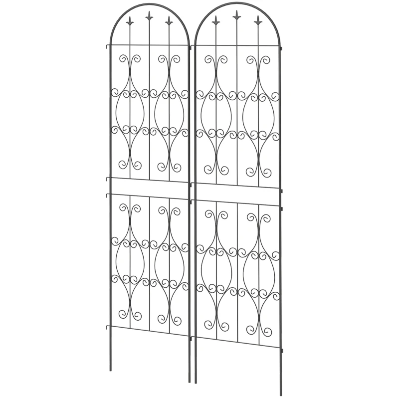 Outsunny Set 2 supporti per piante rampicanti in metallo, 50x220 cm, Nero
