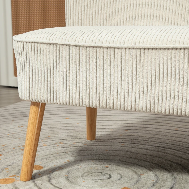 HOMCOM Divano 2 posti Imbottitura Morbida, Rivestimento Facile da Pulire e Portata fino a 150 kg, 117x56,5x77 cm, Bianco Crema