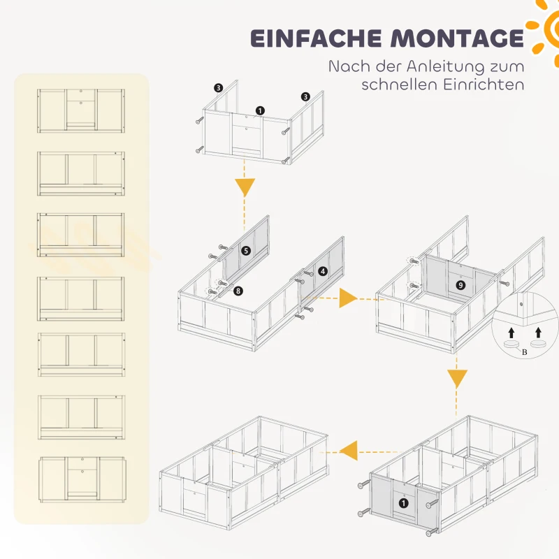 PawHut Puppybox voor Honden, Heldere Panelen, 2-Room Design, voor Kleine Honden