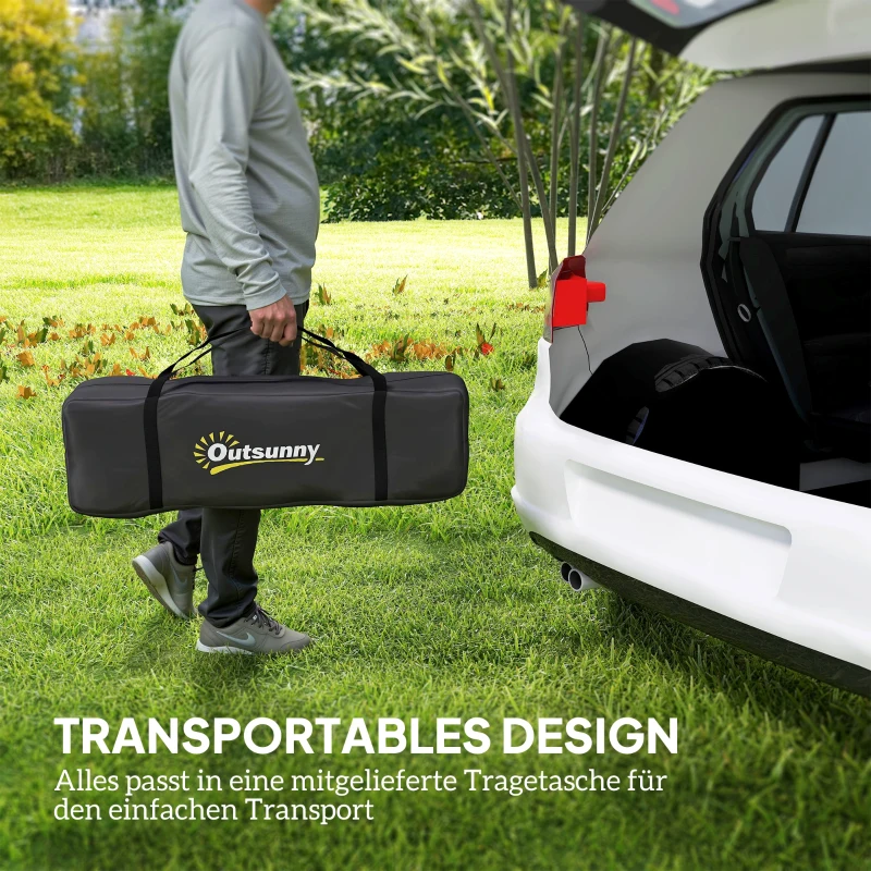 Outsunny Tenda a tunnel 4 persone con veranda e doppia porta UV50+, Nero