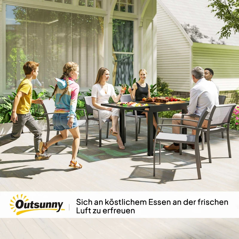Outsunny Gartentisch ausziehbar Outdoortisch Erweiterbarer Buffettisch, wetterbeständig, 160 cm × 80 cm × 75 cm, Schwarz