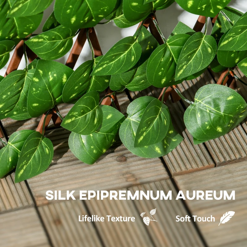 Outsunny Set of 2 Expandable Artificial Trellis Hedges – Realistic Leaf Privacy Screen, 2 x 1 m