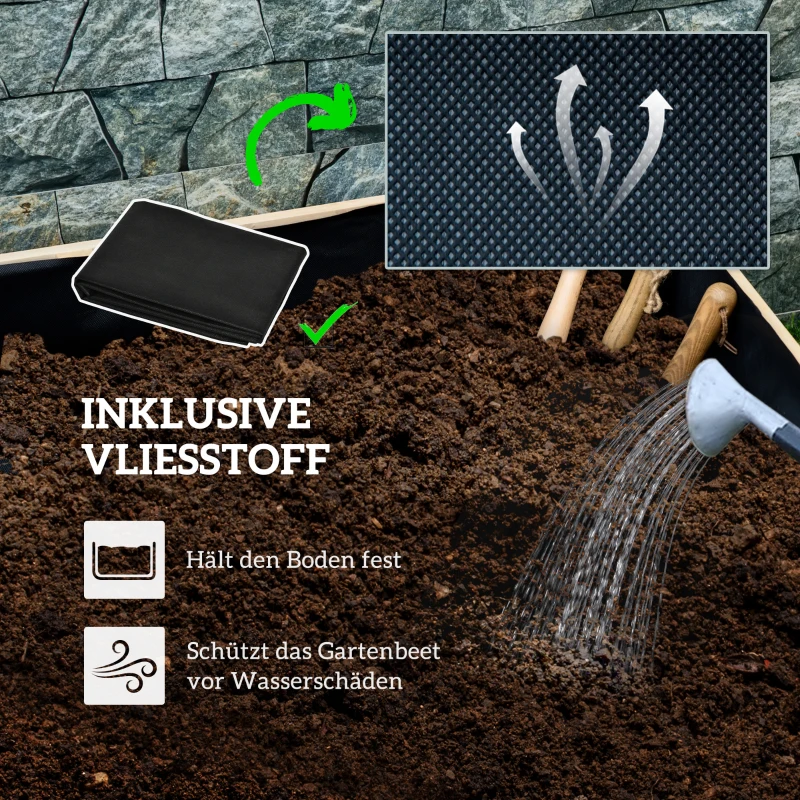 Outsunny Hochbeet, wetterfester Anstrich, 4 Räder, Naturholz, 89 x 48 x 47 cm