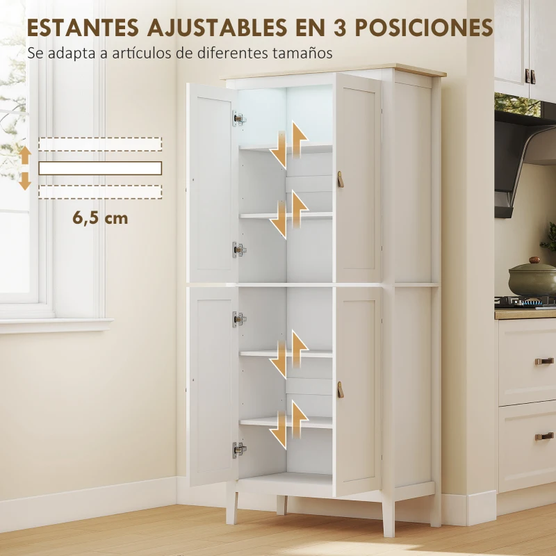 HOMCOM Alacena de Cocina Alta con Luz LED Sensor de Movimiento Iluminación Regulable en 3 Colores Blanco