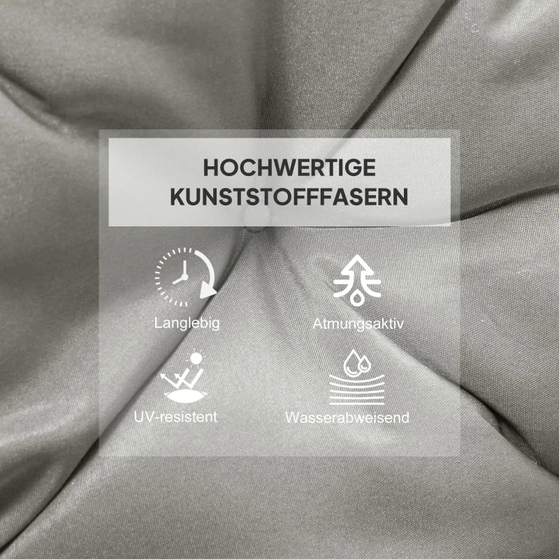 Outsunny 2er-Set Sitzkissen, 98 x 50 cm Stuhlkissen mit Bindebänder, Stoffbezug, 8cm dick Hellgrau