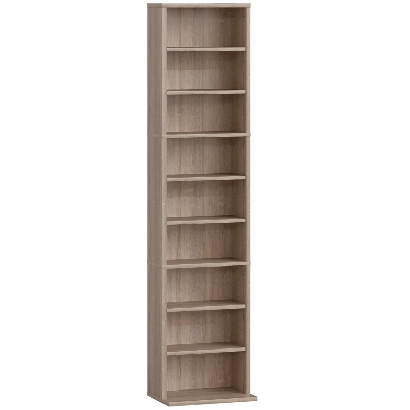HOMCOM Rangements pour CD et DVD 9 compartiments et 6 étagères réglables capacité max. 260 CD/120 DVD 33 x 24 x 140 cm bois naturel