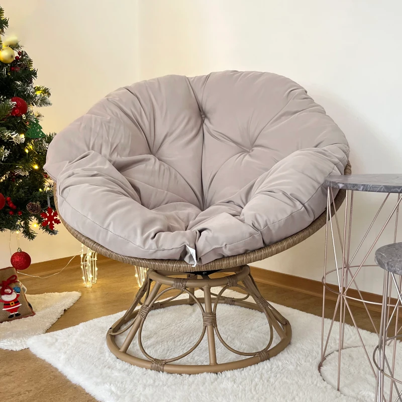 Outsunny Papasansessel Rattan 360° drehbar Korbsessel mit Sitzkissen runder Outdoor(m-8)