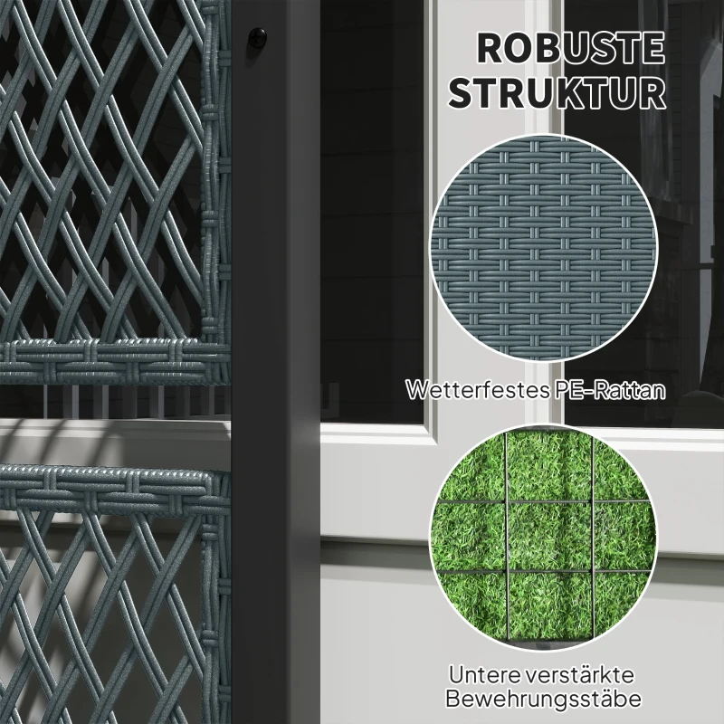 Outsunny Hochbeet mit Rankgitter in Rattan-Optik Pflanzkasten Blumenkasten mit Rankhilfe 90 x 35 x 148cm Dunkelgrau