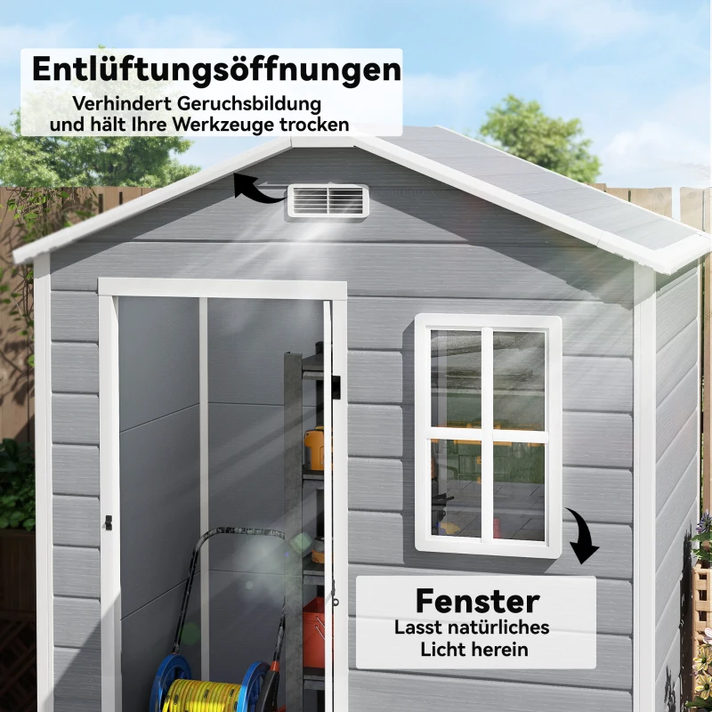 Outsunny Gerätehaus 1,9m² 182 x 121 x 200cm Geräteschuppen mit Satteldach Boden Abschließbarer Tür