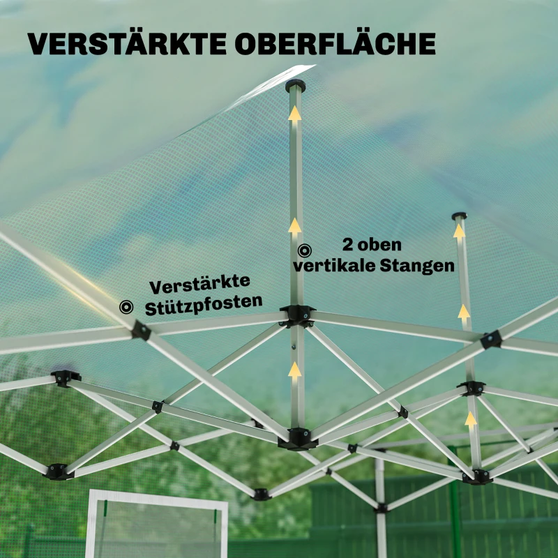 Outsunny Pop Up Gewächshaus ca. 200x300x270 cm Faltbar Foliengewächshaus mit Satteldach Reißverschlusstüren und -fenstern