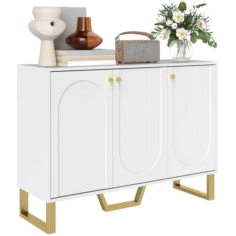 HOMCOM Buffet soggiorno con ante e ripiano regolabile, 106,5x35x77,5 cm, Bianco