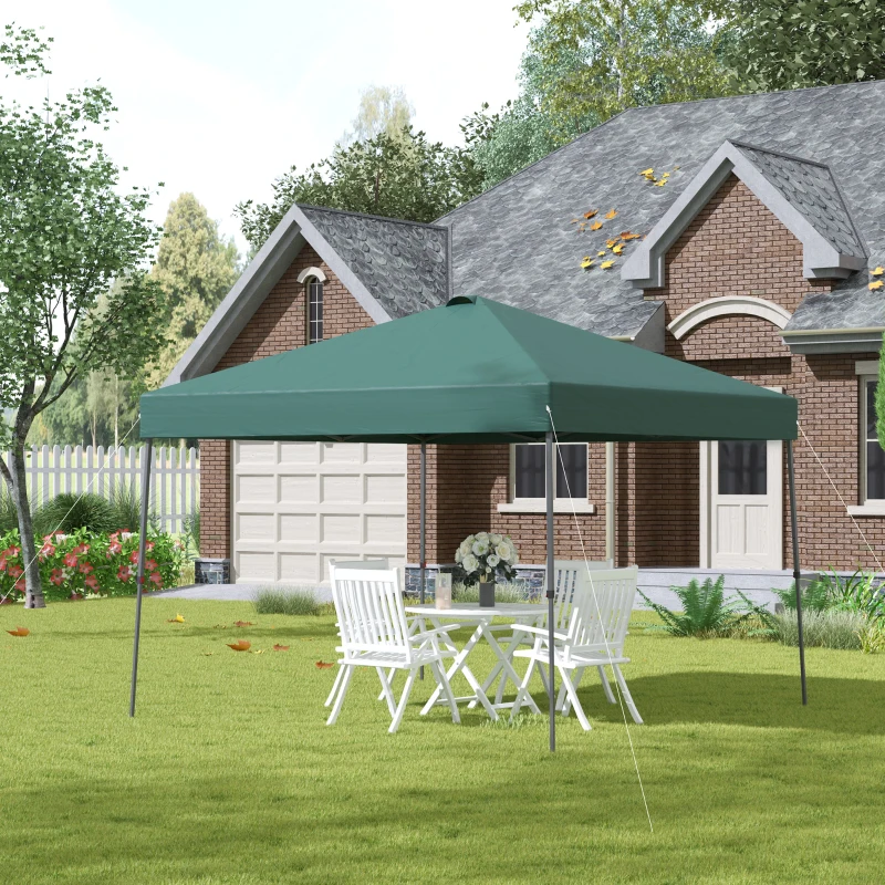Outsunny Pavilion pliabil 300x300 cm, cort de grădină cu geantă de transport cu roți, impermeabil, cadru din oțel, pentru exterior, petreceri, camping, verde