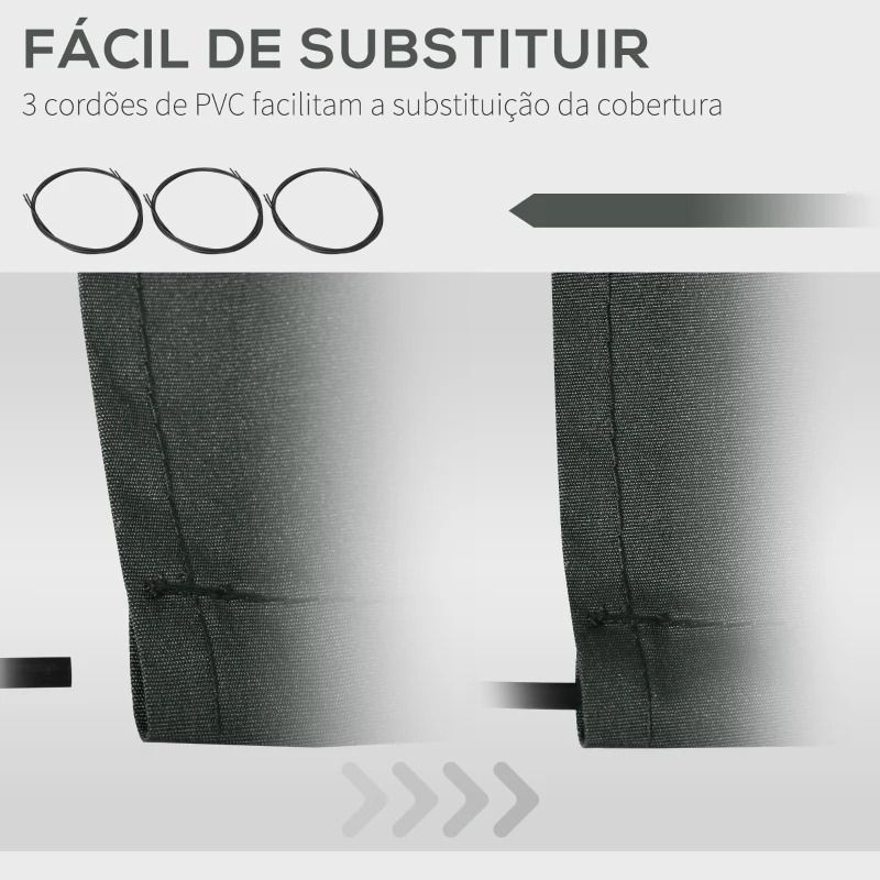 Outsunny Teto de Substituição para Toldo 382x240 cm Lona para Toldo com Dobras Proteção UV Impermeável para Pátio Cinzento
