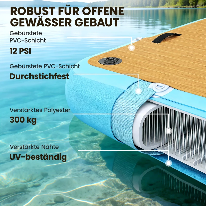 Outsunny Aufblasbares Dock Schwimmdock 2,4x1,8m Aufblasbar Schwimmende Plattform 4-6 Personen mit Rutschfest Oberfläche Leiter