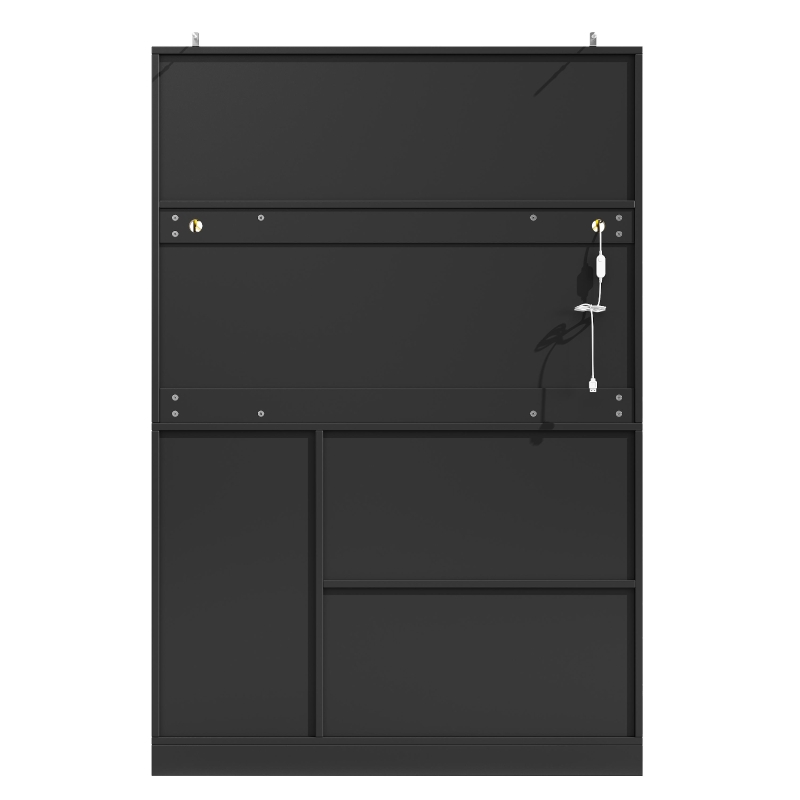 Trendy Sideboard with App-Controlled LED, Snack Rack and Drink Holders, Spacious Buffet with Anti-Tip Fixings, 120L x 40W x 188H cm, Black