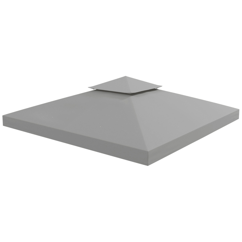 Outsunny Acoperiș de înlocuire pentru pavilion 3 x 3 m, impermeabil, acoperiș dublu cu orificii de scurgere, gri deschis
