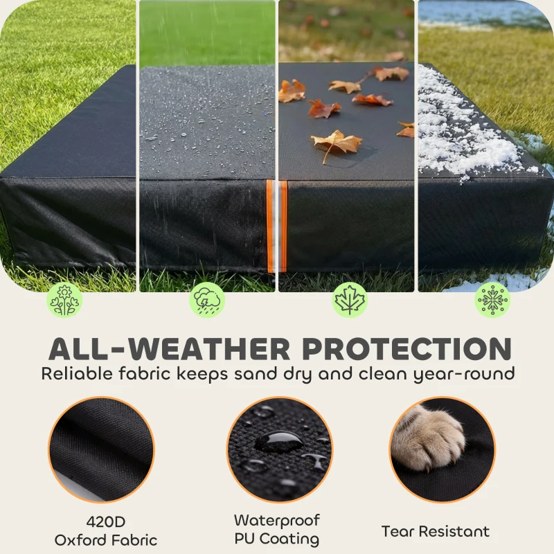 AIYAPLAY Sandbox Cover, Square Sandpit Cover Waterproof Dustproof UV Protection, Sandbox Canopy with Drawstring and Elastic Band