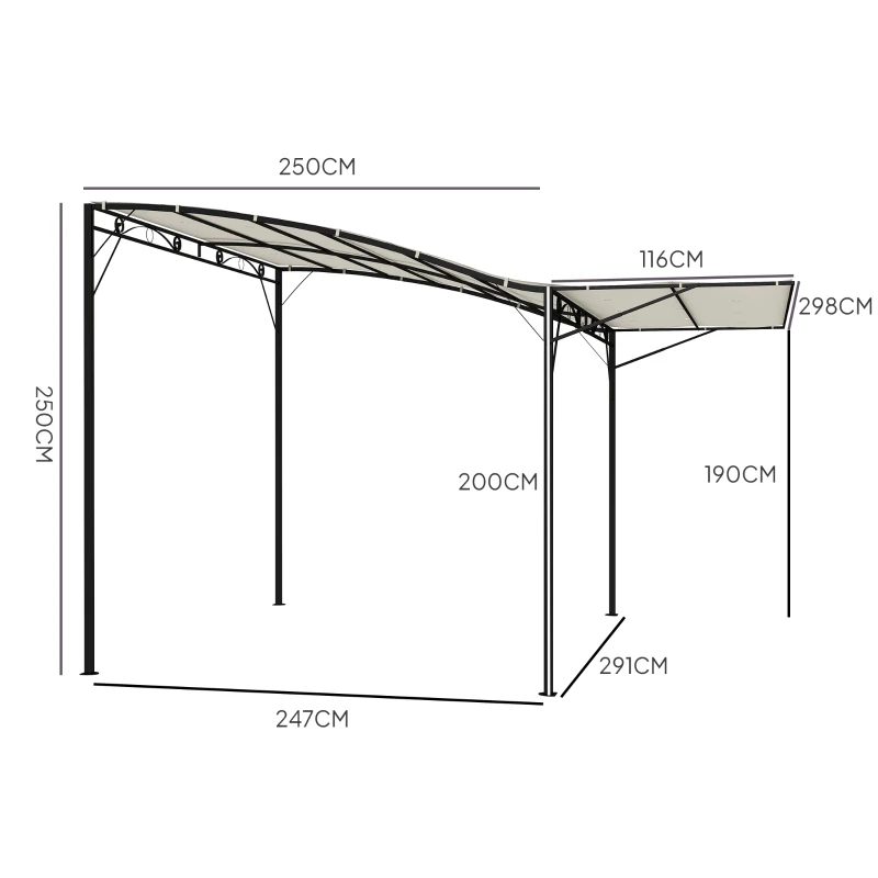 Outsunny Pavilion cu extensie de acoperiș pliabil, rezistent la intemperii 3 x 2,5 m Alb-crem