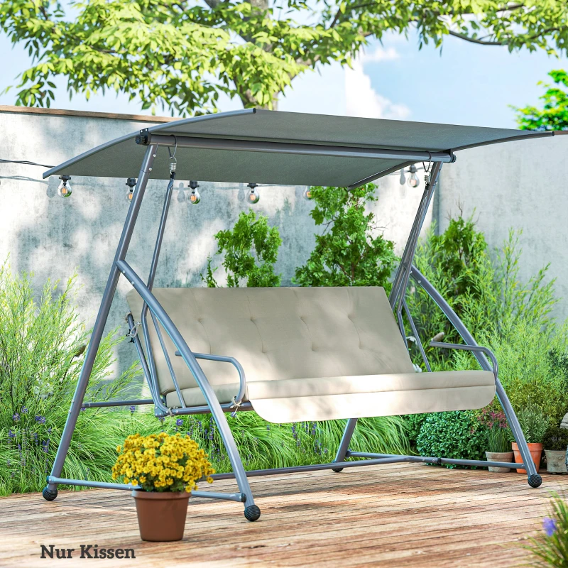 Outsunny Set cuscini per dondolo 170 cm con seduta e schienale, Beige