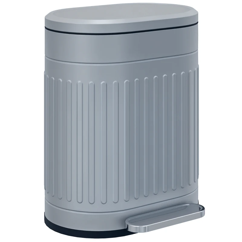 HOMCOM Cubo de basura 20L Pedal con tapa cubeta interior extraíble función soft-close 36,5 x 31,2 x 45 cm, Gris