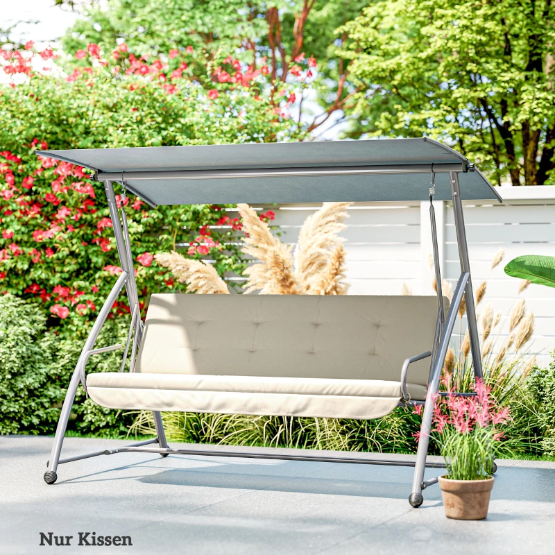 Outsunny Set cuscini per dondolo 170 cm con seduta e schienale, Beige