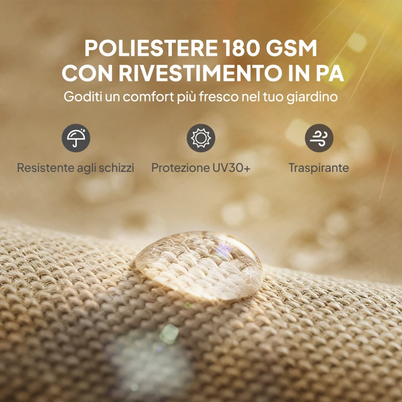 Outsunny Copertura per Gazebo Pergola 3x3 m in Poliestere con Tasche e Cinghie, 488x122 cm, Cachi