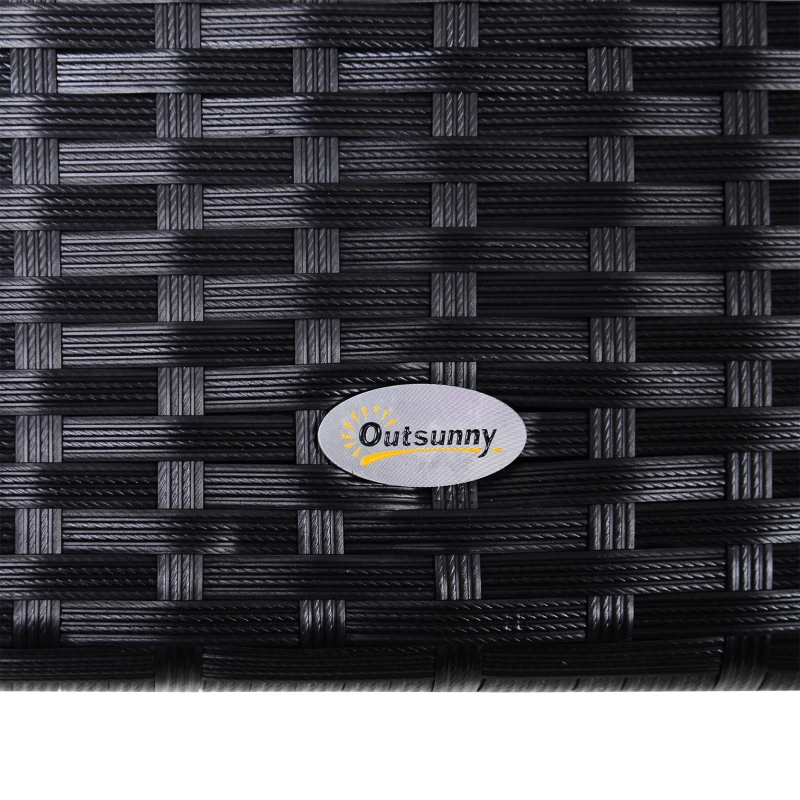 Outsunny Balansoar Hollywood 3 locuri din Polyrattan, balansoar de grădină cu copertină reglabilă, protecție solară, pernă de șezut, bancă suspendată, până la 360 kg, balansoar pentru grădină 198x124x179cm Negru