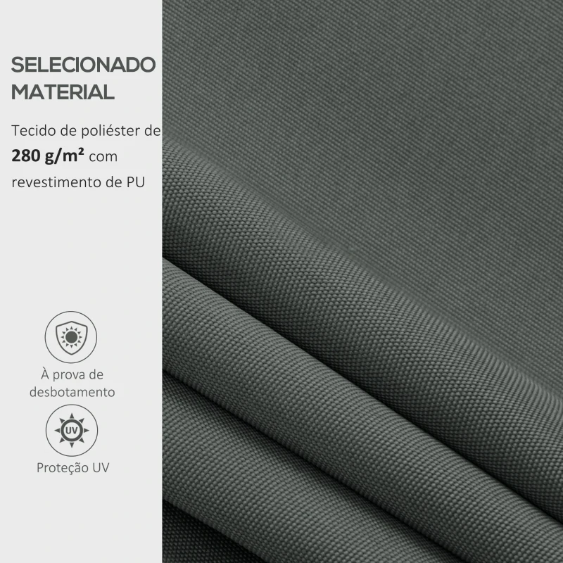 Outsunny Teto de Substituição para Toldo 382x240 cm Lona para Toldo com Dobras Proteção UV Impermeável para Pátio Cinzento