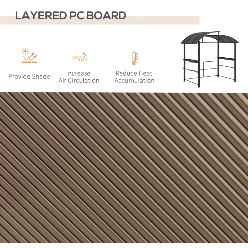 Outsunny Altanka grillowa z dachem grillowym, odporna na warunki atmosferyczne, 240 cm x 150 cm x 230 cm, żółto-brązowy + ciemnoszary